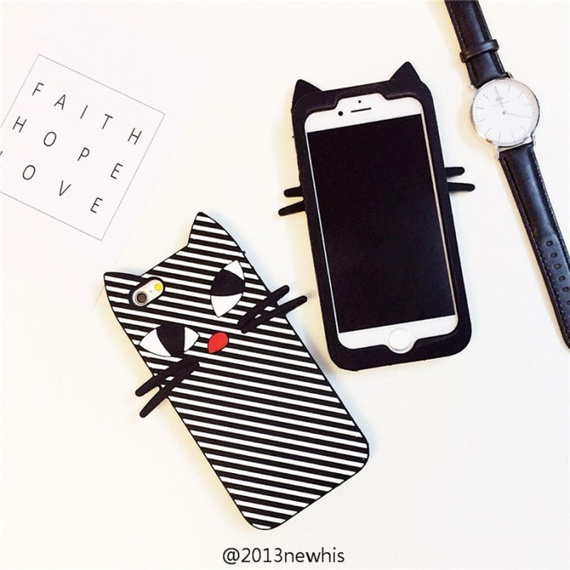 Funda Para iPhone Gato Rayas Gatito Michi Suave 3d Dibujo