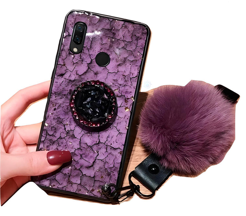 Funda Para iPhone Marmol +Pompon Charm Correa Mujer Colguije