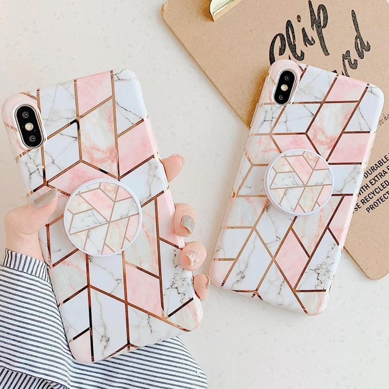 Funda Geometria Compatible Con Huawei Marmol Mujer Protector