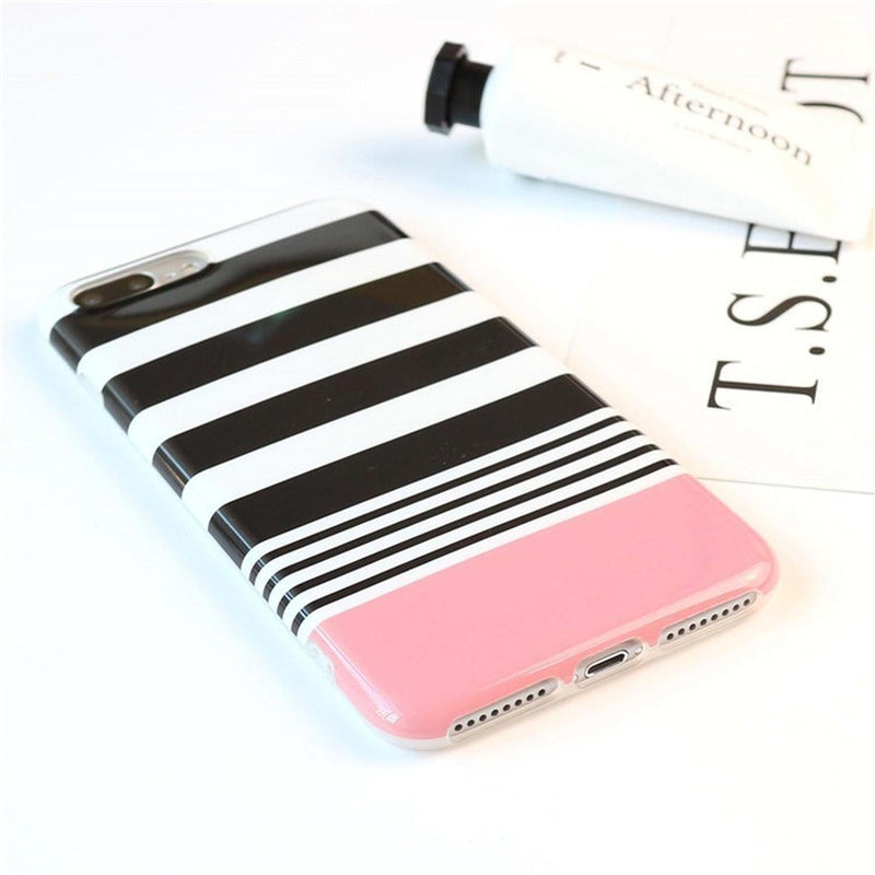 Funda Para iPhone Lineas Franjas Pastel Mujer Dama Black 3d