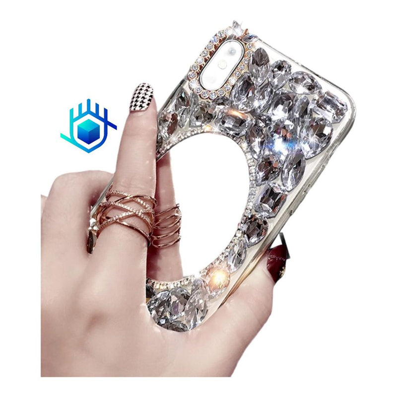 Funda para iPhone Espejo Colgante Piedras Dama Lujo Diamante