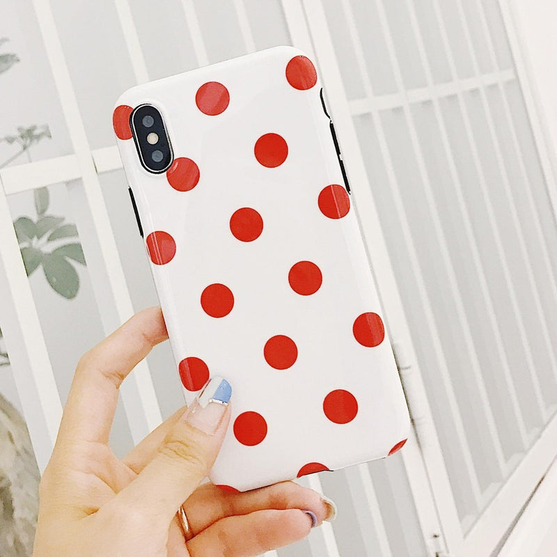 Funda para iPhone Lunares Rojo Puntos Polka Mujer Hombre 3D