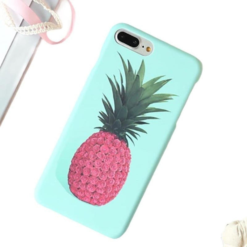 Funda Retrato Piña Para iPhone Pintura Mujer Fruta Tropical