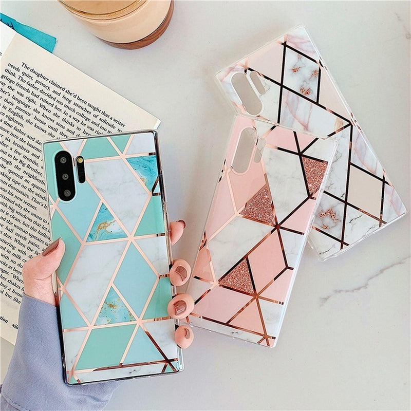 Funda Geometria Compatible Con iPhone Marmol Mujer Dama Case