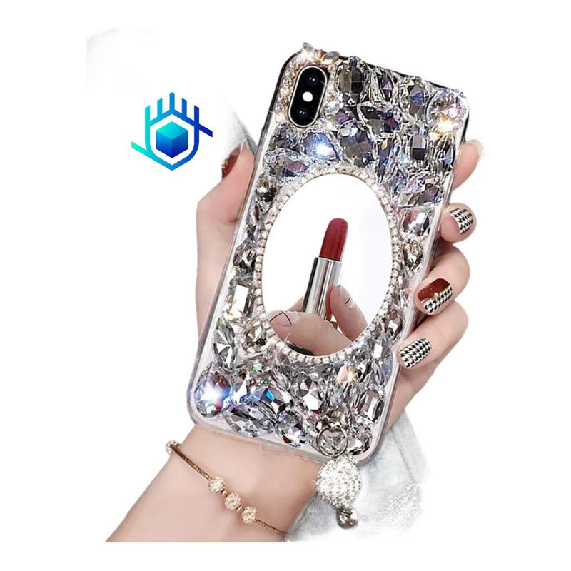 Funda Galaxy Espejo Colgante Piedras Dama Lujo Diamantes Cas