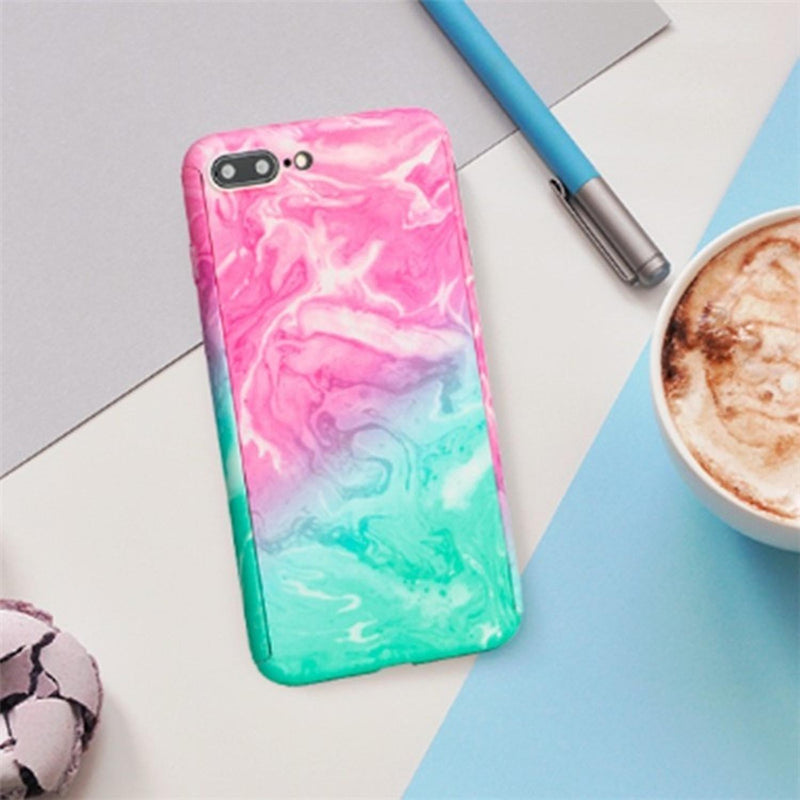 Funda 360+ Mica para iPhone Marmol Delgada Ligera Mujer Case