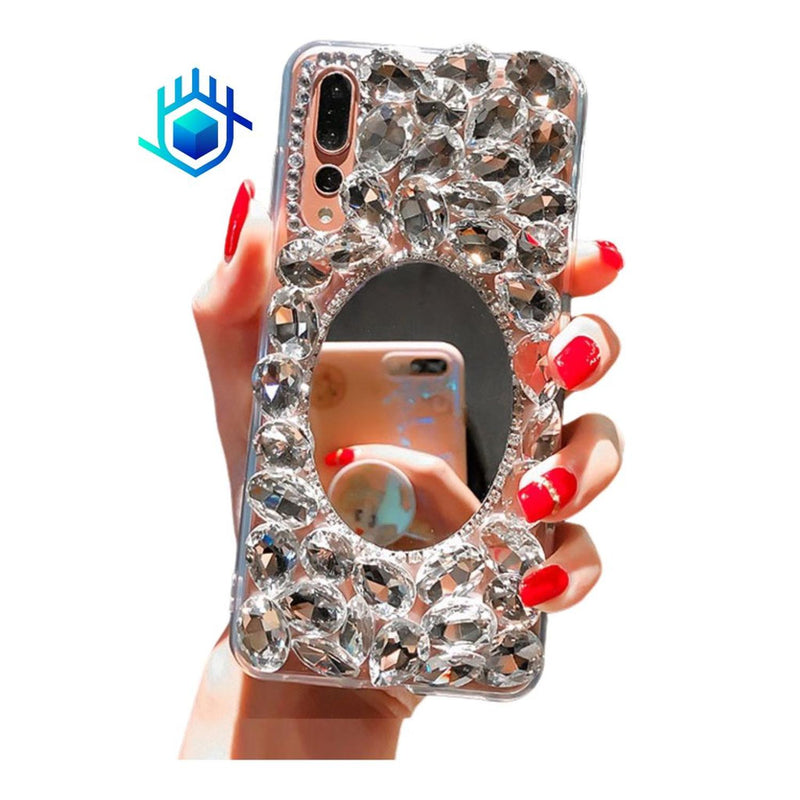 Funda Galaxy Espejo Colgante Piedras Dama Lujo Diamantes Cas