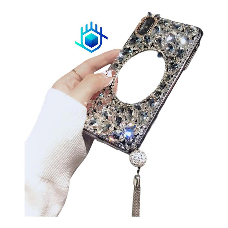 Funda Galaxy Espejo Colgante Piedras Dama Lujo Diamantes Cas