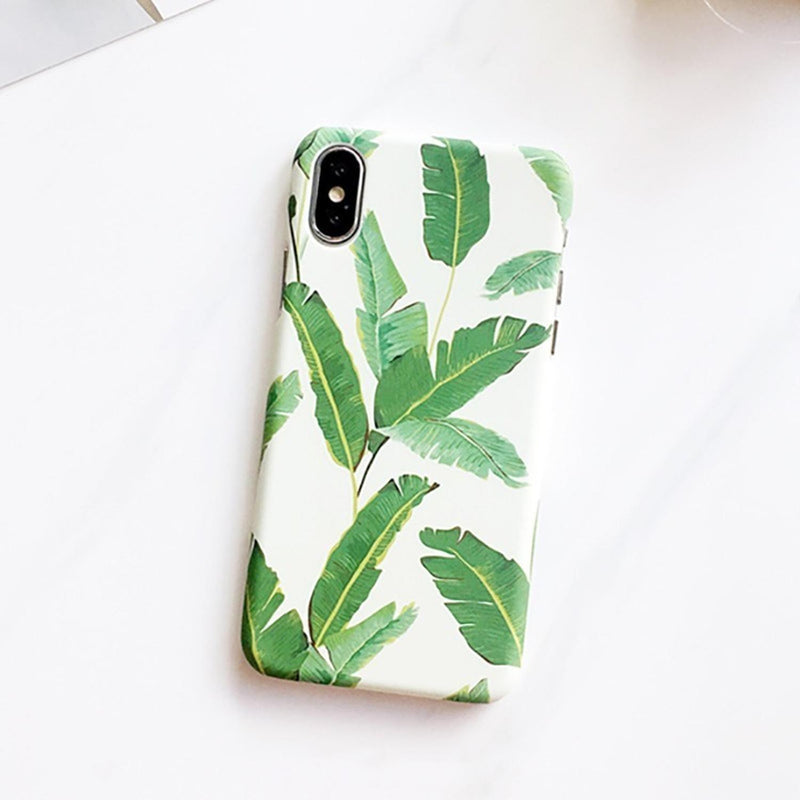 Funda para iPhone Hoja Verde Planta Flores Case Mujer Verano