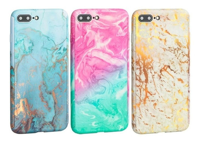 Funda 360+ Mica para iPhone Marmol Delgada Ligera Mujer Case