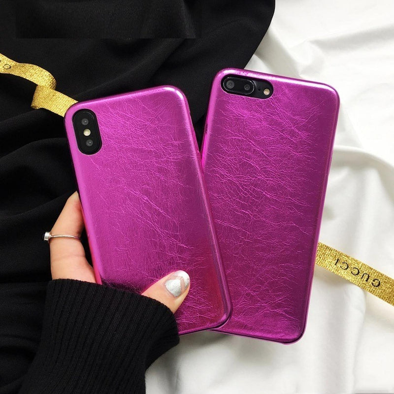 Funda Para iPhone Violeta Metalica Chic Mujer Case Elegante