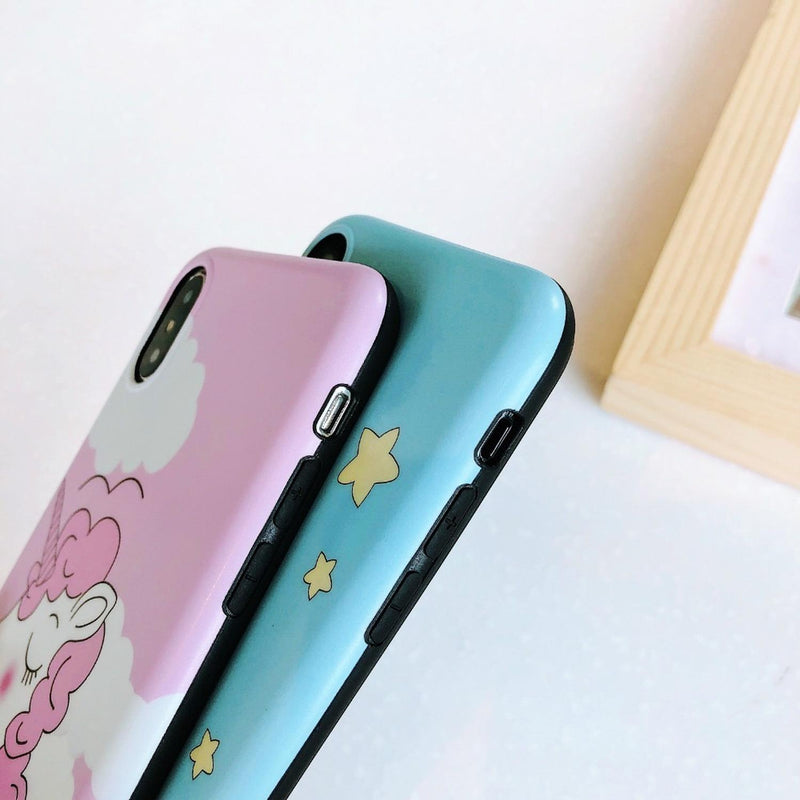 Funda Para iPhone Unicornio Estrellado Saltando Nubes Sweet