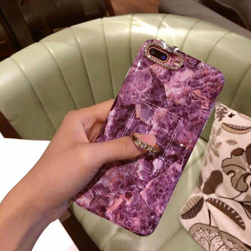 Funda Marmol con Anillo para iPhone Dama Mujer Protector 3d