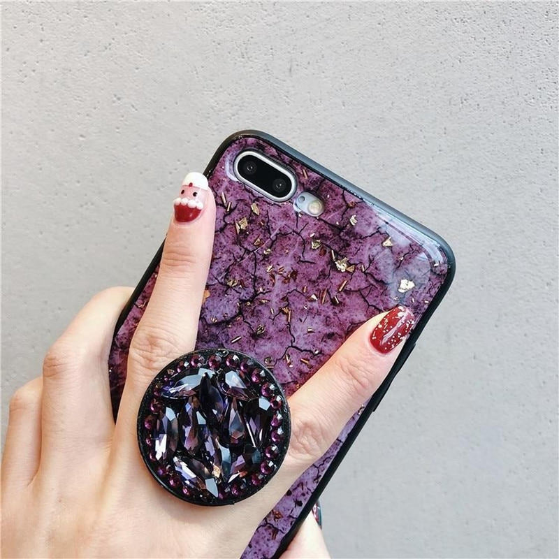 Funda Marmol Para iPhone con Diamantes Mujer Case Brillo 3D