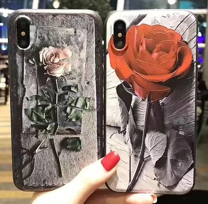 Case Protector Para iPhone Rosa Flor Retrato Hombre Mujer 3d