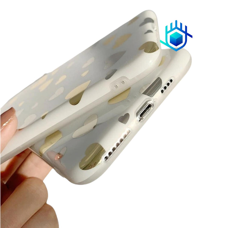 Funda para iPhone Corazones Brillos Resistente Mujer Foil 3d