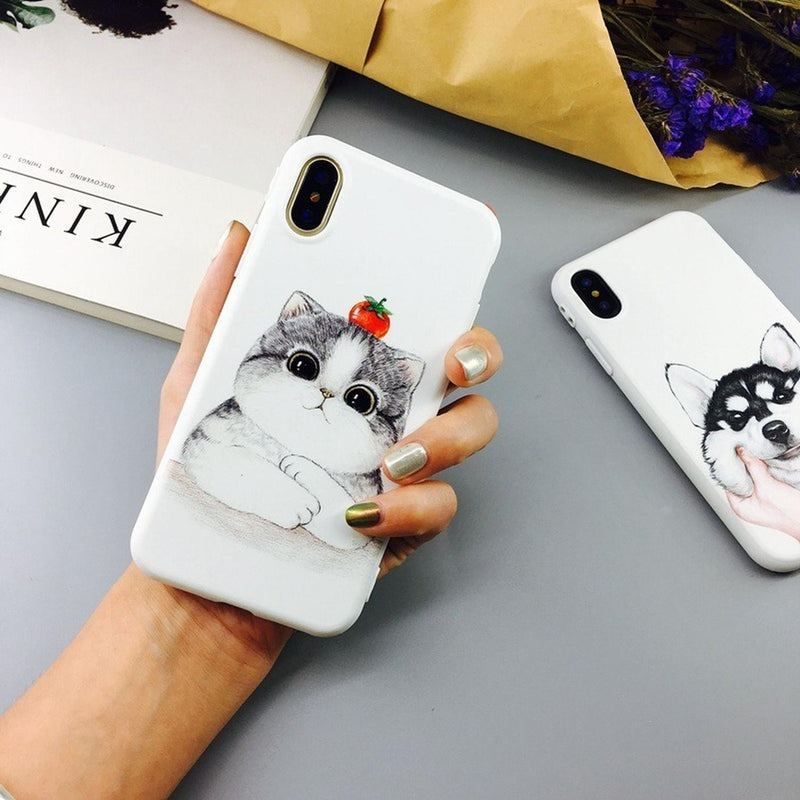 Funda Para iPhone Perro Gato Feliz Hombre Mujer Dog Cat 3d