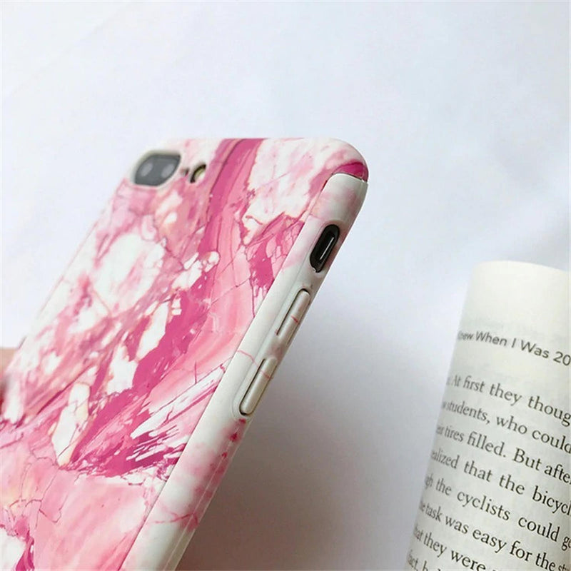 Funda 360+ Mica para iPhone Marmol Delgada Ligera Mujer Case