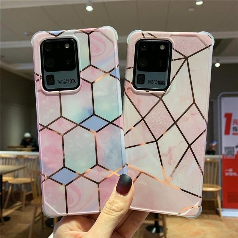 Funda Compatible Con Galaxy Marmol Geometria Mujer Protector