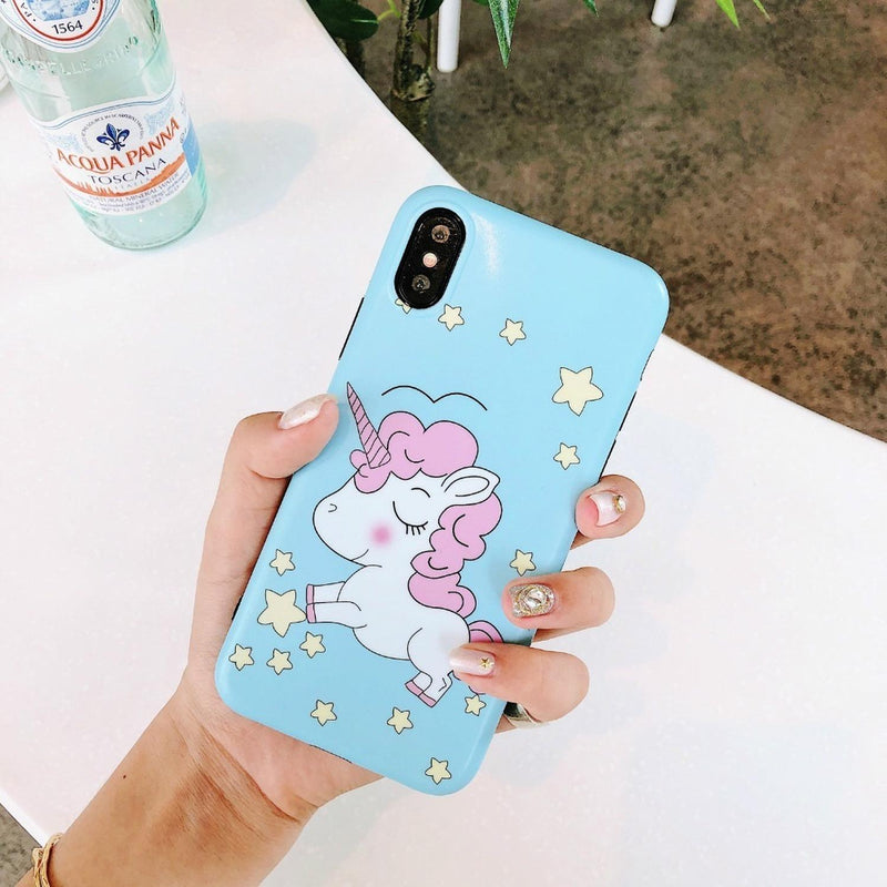 Funda Para iPhone Unicornio Estrellado Saltando Nubes Sweet