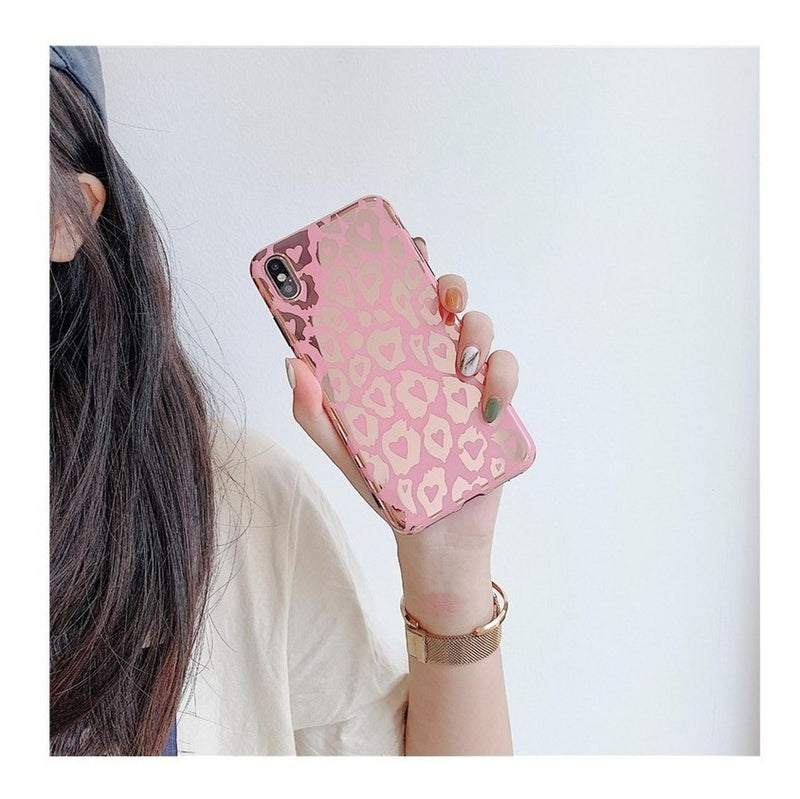 Case Para iPhone Leopardo Espejo Corazon Dama Mujer Brillos