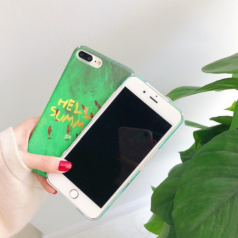 Funda para iPhone Hoja Verde Planta Flores Case Mujer Verano