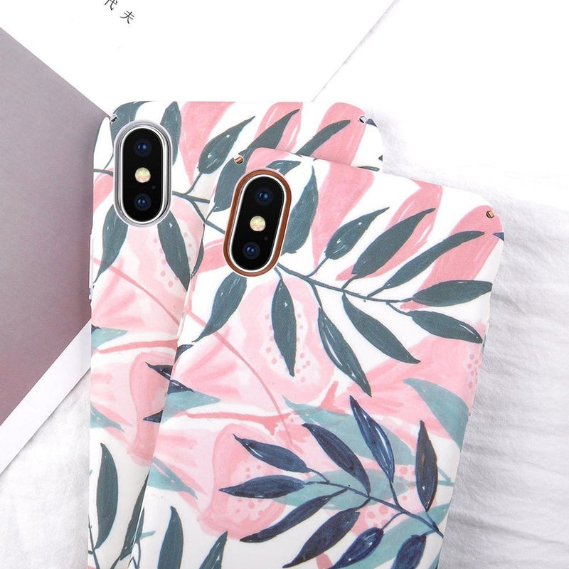 Funda para iPhone Hoja Verde Planta Flores Case Mujer Verano