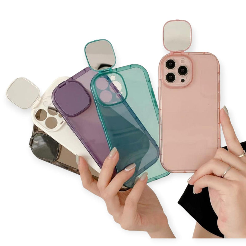 Funda con Protector Espejo en Camara para iPhone 14 + Mica