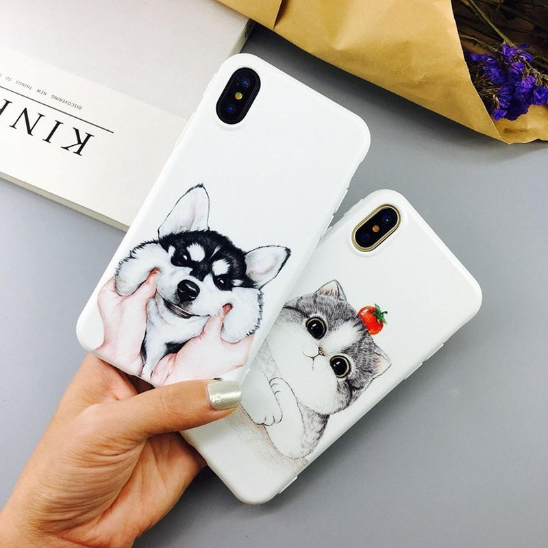 Funda Para iPhone Perro Gato Feliz Hombre Mujer Dog Cat 3d