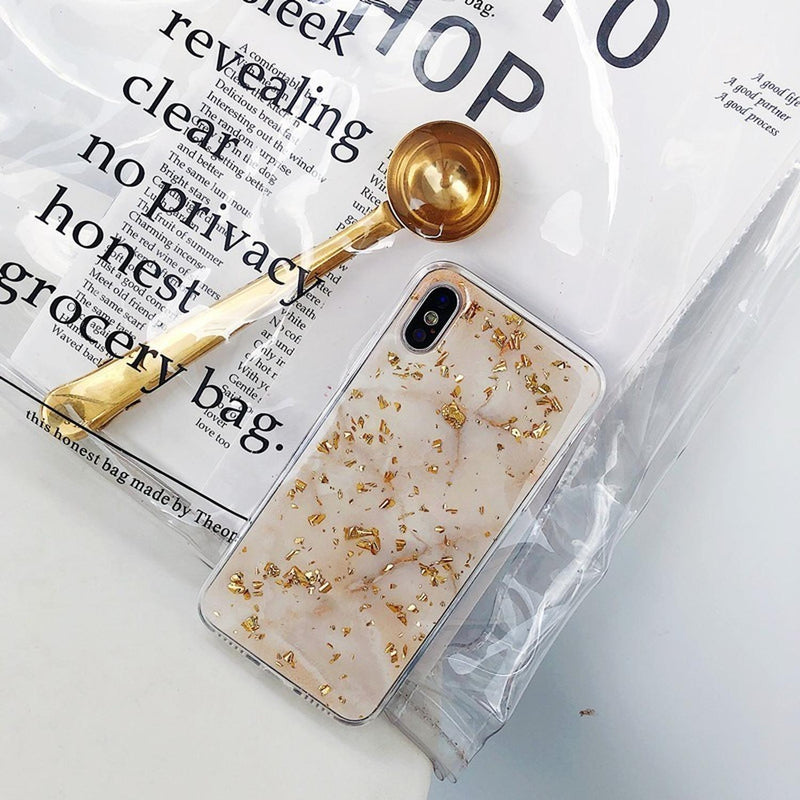 Funda para iPhone Protector Brillos Diamantes Marmol Mujer