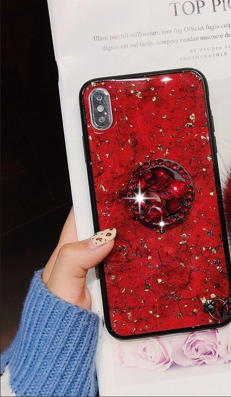 Funda Marmol Para iPhone con Diamantes Mujer Case Brillo 3D