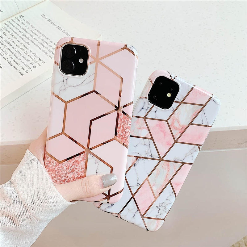 Funda Geometria Compatible Con Huawei Marmol Mujer Protector