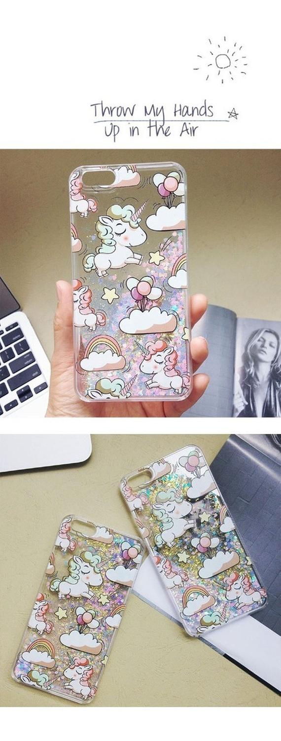 Funda Para iPhone Unicornio Nube Arcoiris Mujer Niño Glitter