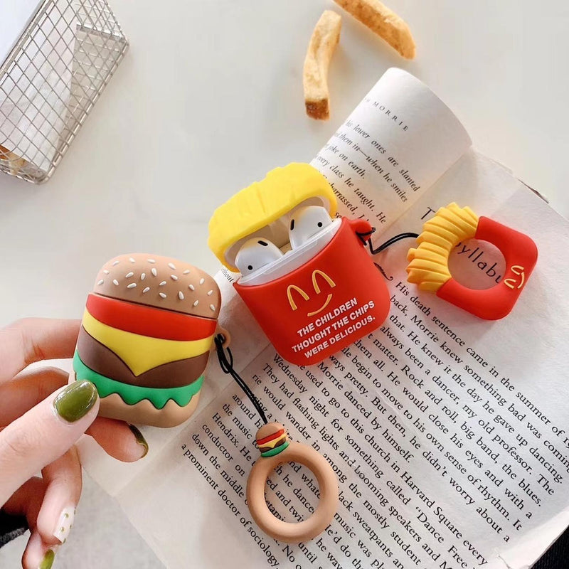 Funda AirPods Fast Food Comida Snack Papas Love Anillo Goma Silicon Resistente Case Dama Hombre Muje