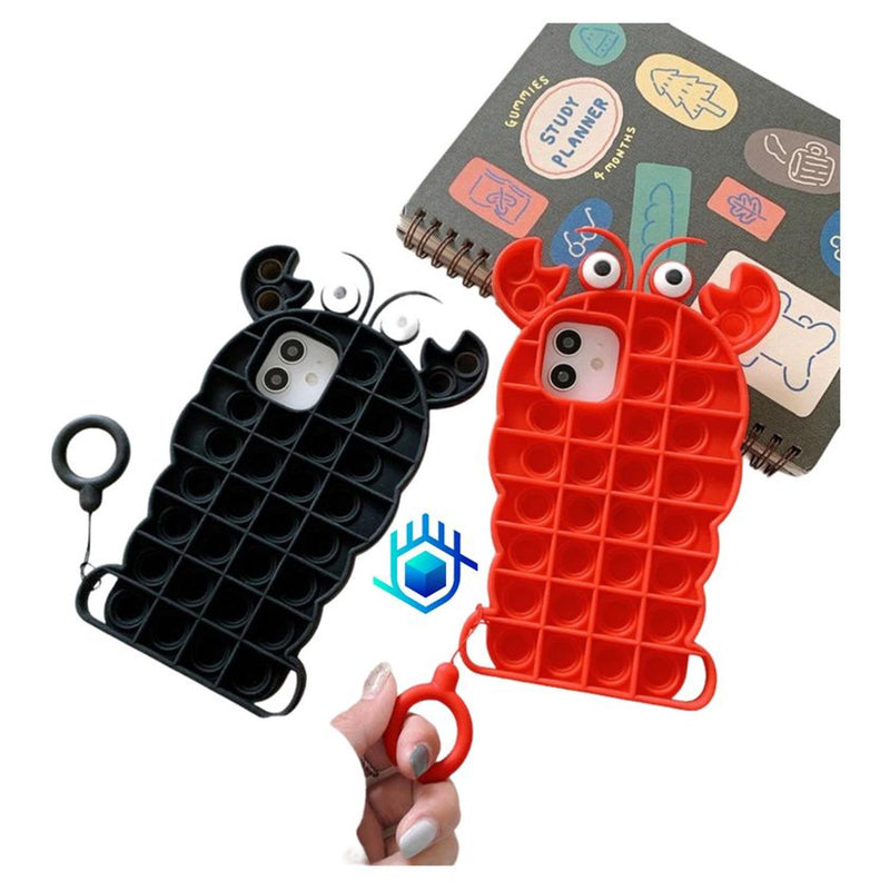 Funda Para iPhone Pop it Cangrejo Fidget Niño Mujer Burbuja