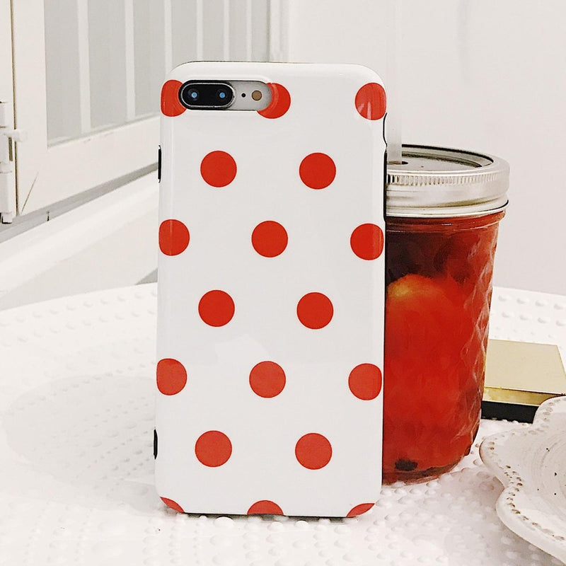 Funda para iPhone Lunares Rojo Puntos Polka Mujer Hombre 3D