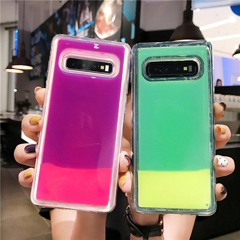 Funda Arena Luminos Para Samsung Brilla Oscuridad Neon Mujer