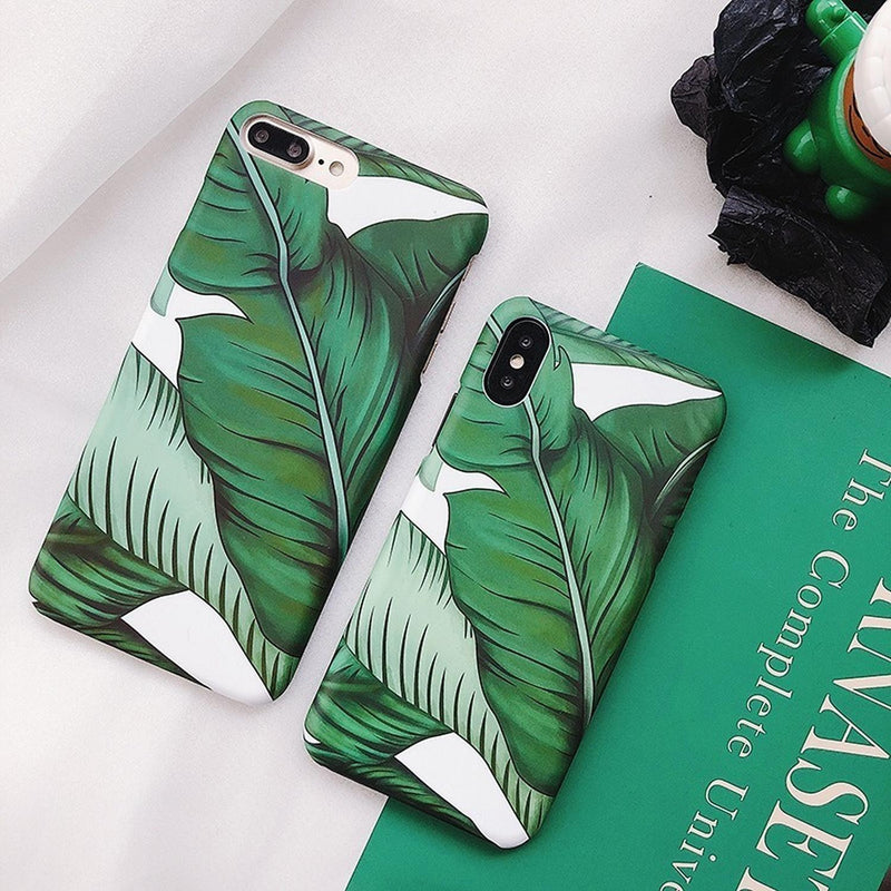 Funda para iPhone Hoja Verde Planta Flores Case Mujer Verano