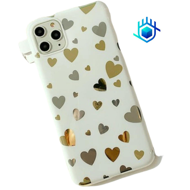 Funda para iPhone Corazones Brillos Resistente Mujer Foil 3d