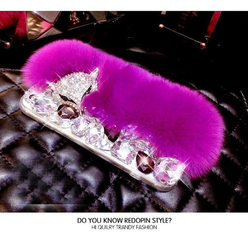 Funda para iPhone Zorro Piedras Diamante Mujer Invierno Frio