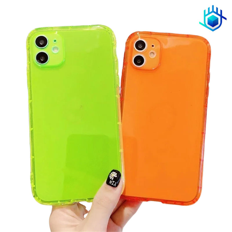 Funda Goma Neon para iPhone 14 Pro Max + Mica Hombre Mujer