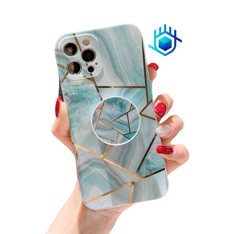 Funda Para iPhone Marmol + Mica Mujer Case Ligera Protector