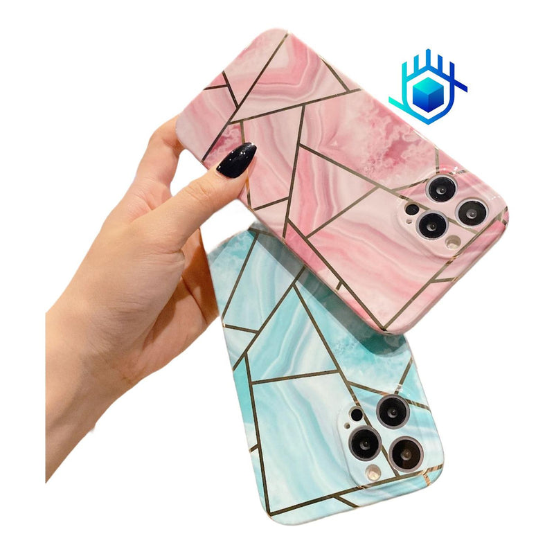 Funda Para iPhone Marmol + Mica Mujer Case Ligera Protector