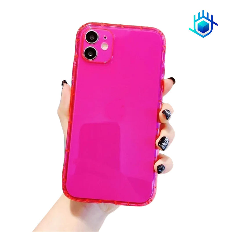 Funda Goma Neon para iPhone 14 Pro Max + Mica Hombre Mujer