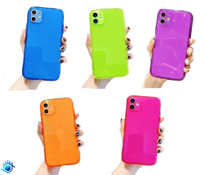 Funda Goma Neon para iPhone 14 Pro Max + Mica Hombre Mujer