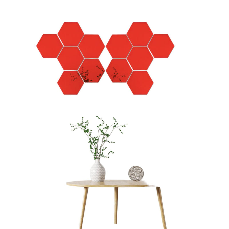 12pzs Acrilico Grande Decorativo Espejo Hexagonal Adhesivo