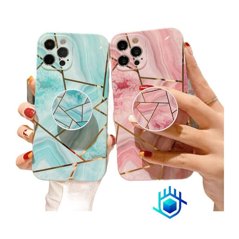 Funda Para iPhone Marmol + Mica Mujer Case Ligera Protector