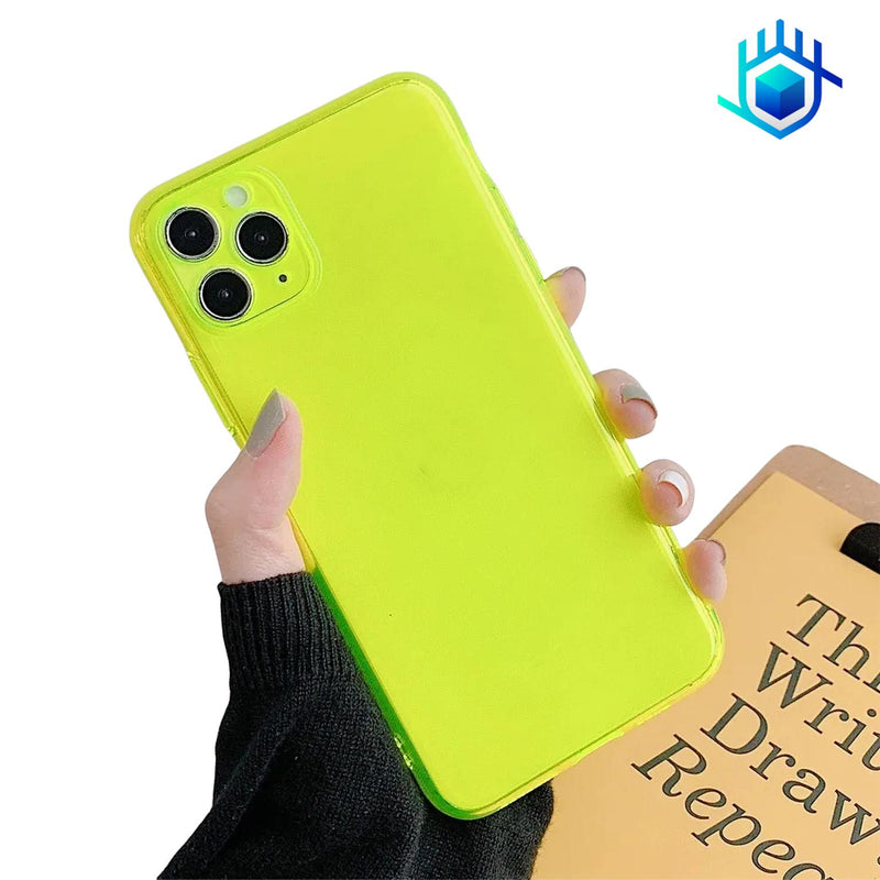 Funda Goma Neon para iPhone 14 + Mica Protector Hombre Mujer