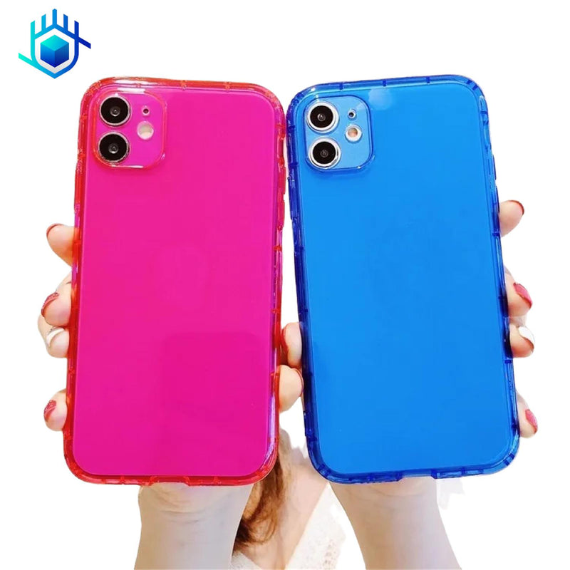 Funda Goma Neon para iPhone 14 Pro Max + Mica Hombre Mujer