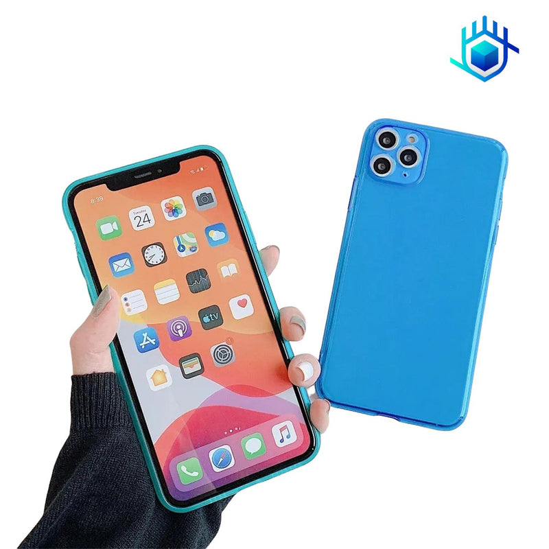 Funda Goma Neon para iPhone 14 Pro Max + Mica Hombre Mujer